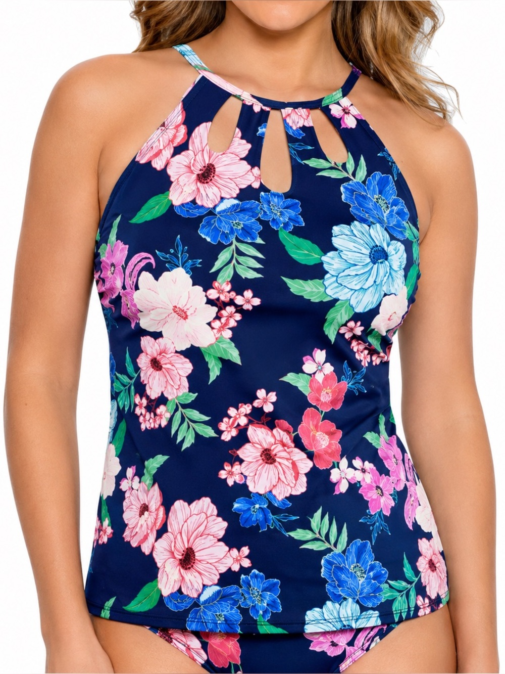 Liz Claiborne Floral Cut Out Tankini Top NWT
